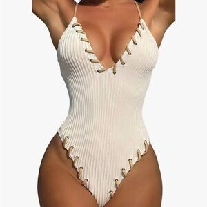 Elegant Cream One-Piece Swimsuit